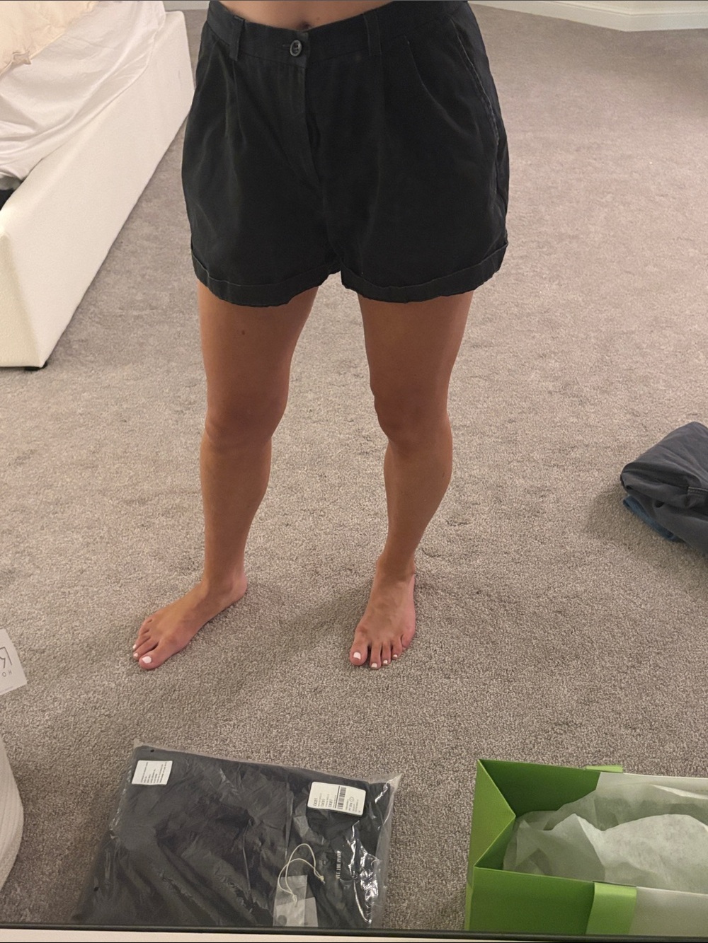 100% Cotton Black High-Waist Vintage Shorts